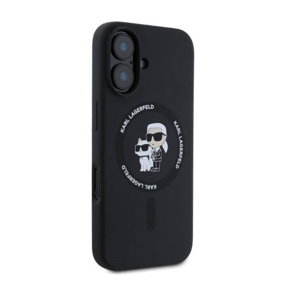 Karl Lagerfeld Silicone KC Heads Ring Apple iPhone 16 hátlap tok, fekete