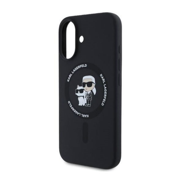 Karl Lagerfeld Silicone KC Heads Ring Apple iPhone 16 hátlap tok, fekete