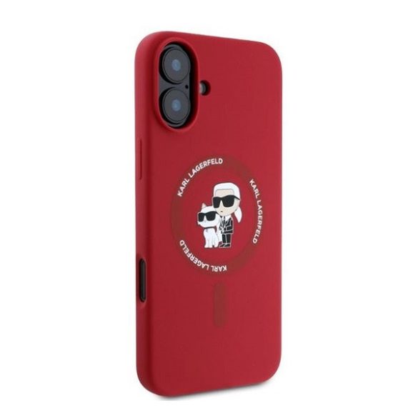 Karl Lagerfeld Silicone KC Heads Ring Apple iPhone 16 hátlap tok, piros