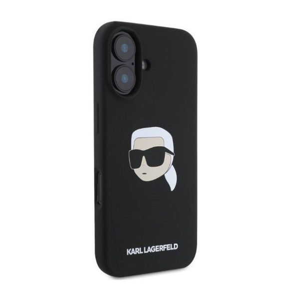 Karl Lagerfeld Liquid Silicone Karl Head MagSafe Apple iPhone 16 hátlap tok, fekete