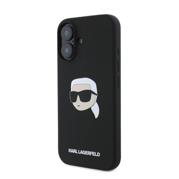 Karl Lagerfeld Liquid Silicone Karl Head MagSafe Apple iPhone 16 hátlap tok, fekete