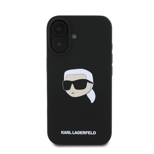 Karl Lagerfeld Liquid Silicone Karl Head MagSafe Apple iPhone 16 hátlap tok, fekete