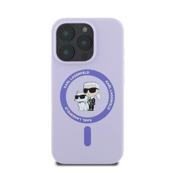 Karl Lagerfeld Silicone KC Heads Ring Apple iPhone 16 Pro Max hátlap tok, lila