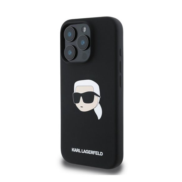 Karl Lagerfeld Liquid Silicone Karl Head MagSafe Apple iPhone 16 Pro Max hátlap tok, fekete