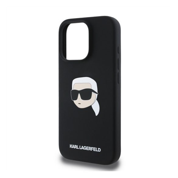 Karl Lagerfeld Liquid Silicone Karl Head MagSafe Apple iPhone 16 Pro Max hátlap tok, fekete