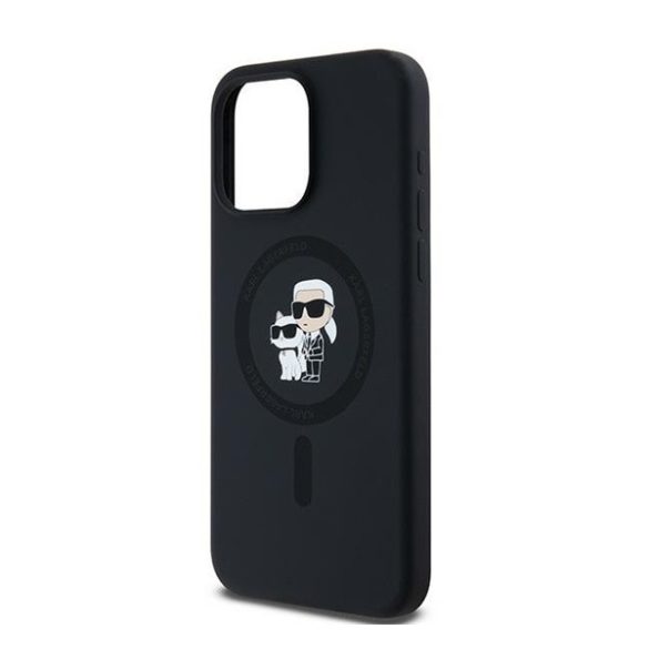 Karl Lagerfeld Silicone Karl & Choupette Ring Apple iPhone 15 Pro Max MagSafe kompatibilis tok, fekete