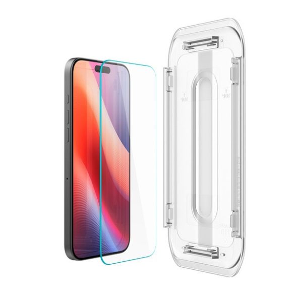 Apple iPhone 16 Pro Max, Kijelzővédő fólia, ütésálló fólia (az íves részre is!), Tempered Glass (edzett üveg), Spigen Ez Fit HD, Clear