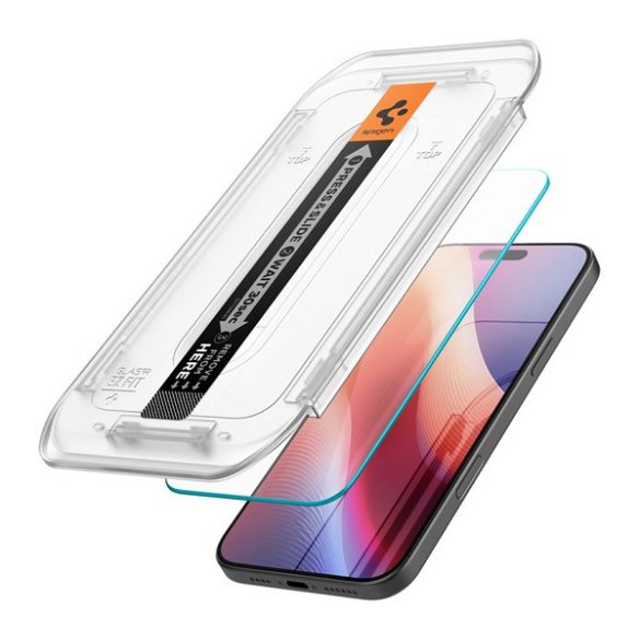 Apple iPhone 16 Pro Max, Kijelzővédő fólia, ütésálló fólia (az íves részre is!), Tempered Glass (edzett üveg), Spigen Ez Fit HD, Clear