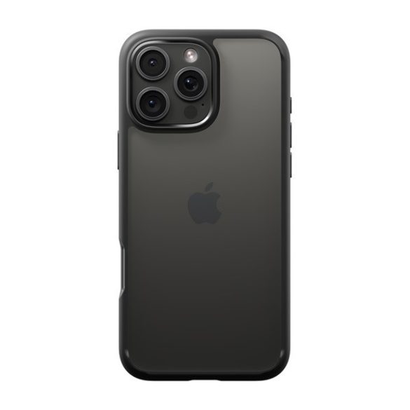 Apple iPhone 16 Pro, Műanyag hátlap védőtok + szilikon keret, Spigen Ultra Hybrid, átlátszó/fekete