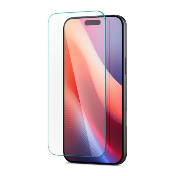 Apple iPhone 16 Pro, Kijelzővédő fólia, ütésálló fólia (az íves részre is!), Tempered Glass (edzett üveg), tok barát, Spigen Glastr Slim HD, Clear