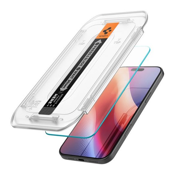 Apple iPhone 16 Pro Max, Kijelzővédő fólia, ütésálló fólia (az íves részre is!), Tempered Glass (edzett üveg), Spigen Ez Fit, Clear, 2 db / csomag