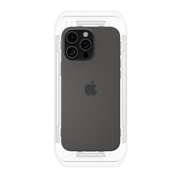 Apple iPhone 16 Pro Max, Kijelzővédő fólia, ütésálló fólia (az íves részre is!), Tempered Glass (edzett üveg), Spigen Ez Fit, Clear, 2 db / csomag