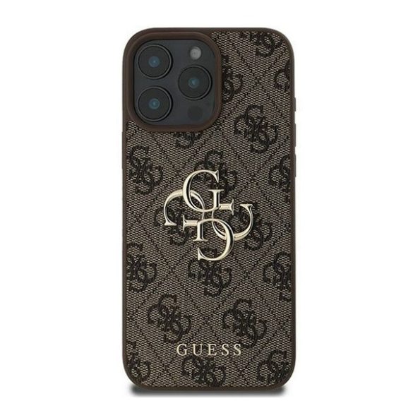 Guess PU 4G Metal Logo Apple iPhone 16 Pro hátlap tok, barna