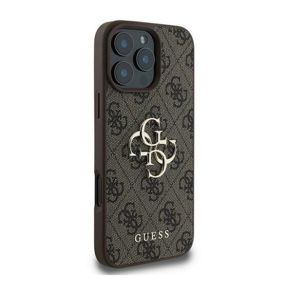 Guess PU 4G Metal Logo Apple iPhone 16 Pro hátlap tok, barna