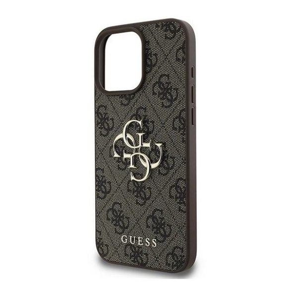 Guess PU 4G Metal Logo Apple iPhone 16 Pro hátlap tok, barna