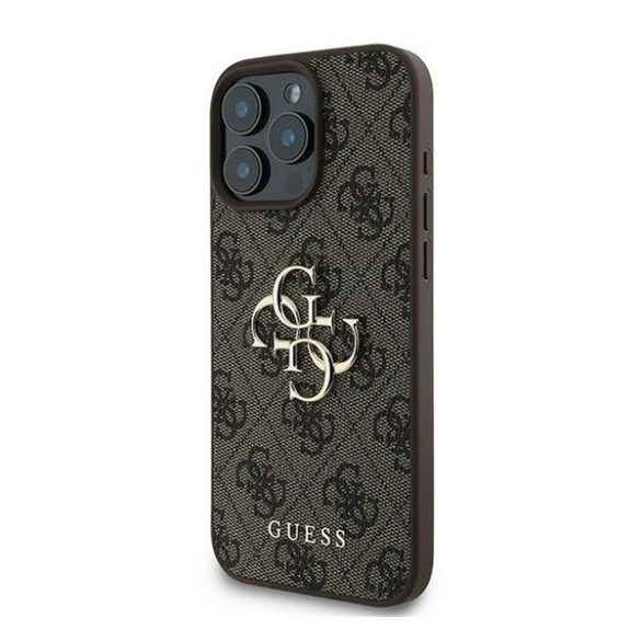 Guess PU 4G Metal Logo Apple iPhone 16 Pro hátlap tok, barna