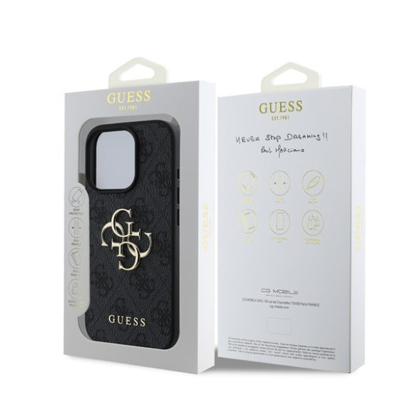 Guess PU 4G Metal Logo Apple iPhone 16 Pro hátlap tok, szürke