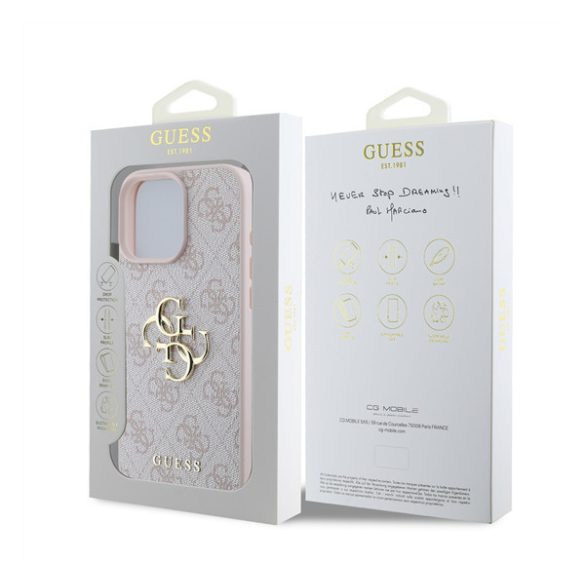 Guess PU 4G Metal Logo Apple iPhone 16 Pro hátlap tok, rózsaszín