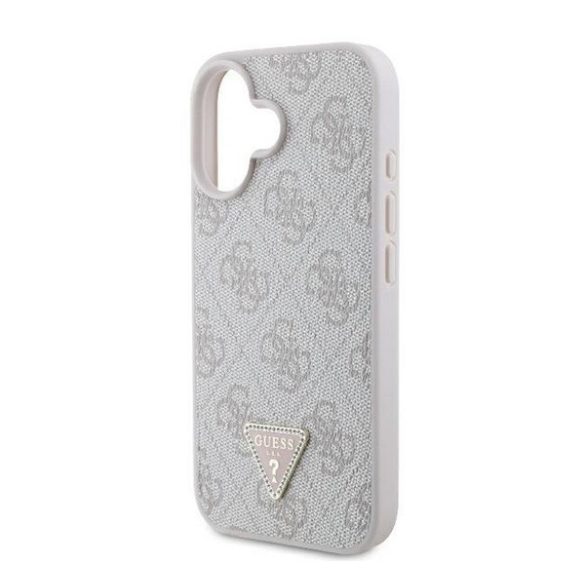 Guess 4G Strass Triangle Metal Logo Apple iPhone 16 hátlap tok, rózsaszín