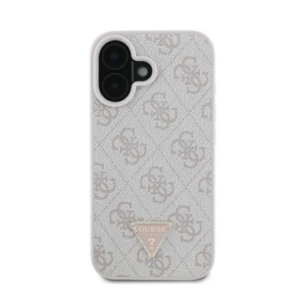 Guess 4G Strass Triangle Metal Logo Apple iPhone 16 hátlap tok, rózsaszín