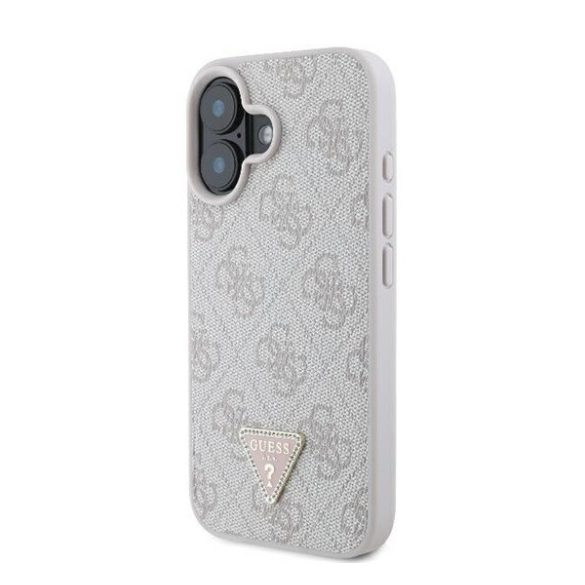 Guess 4G Strass Triangle Metal Logo Apple iPhone 16 hátlap tok, rózsaszín