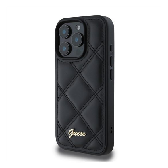 Guess PU Leather Quilted Apple iPhone 16 Pro hátlap tok, fekete