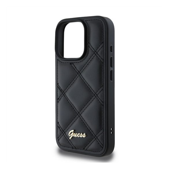 Guess PU Leather Quilted Apple iPhone 16 Pro hátlap tok, fekete