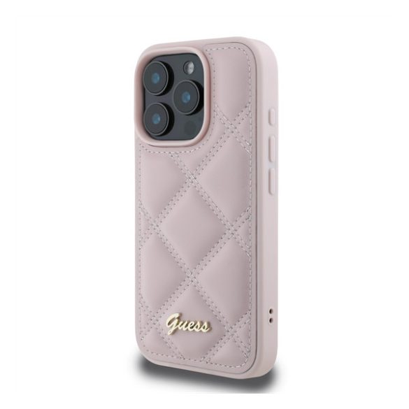 Guess PU Leather Quilted Apple iPhone 16 Pro hátlap tok, rózsaszín