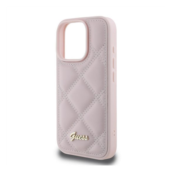 Guess PU Leather Quilted Apple iPhone 16 Pro hátlap tok, rózsaszín