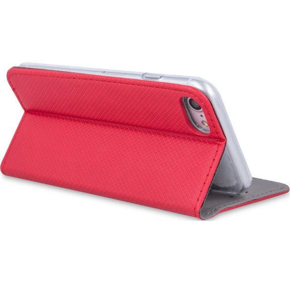 Apple iPhone 15 Pro, Oldalra nyíló tok, stand, Smart Magnet, piros