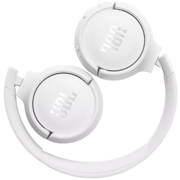 Bluetooth sztereó fejhallgató, v5.3, Multipoint, mikrofon, funkció gomb, hangerő szabályzó, összecsukható, teleszkópos fejpánt, JBL Tune 520BT, fehér