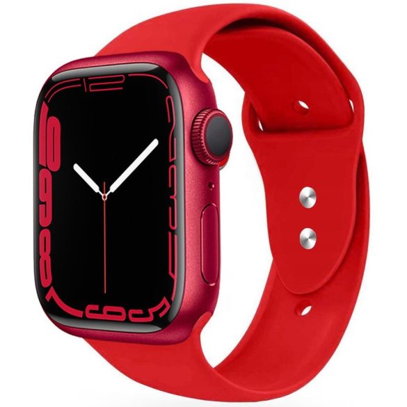 Apple Watch 4-6, SE, SE (2022) (42 / 44 mm) / Watch 7-9 (45 mm) / Watch Ultra 1-2 (49 mm), szilikon pótszíj, állítható, két lyukas rögzítés, TP IconBand, piros