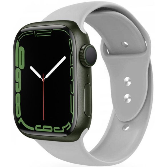 Apple Watch 4-6, SE, SE (2022) (42 / 44 mm) / Watch 7-9 (45 mm) / Watch Ultra 1-2 (49 mm), szilikon pótszíj, állítható, két lyukas rögzítés, TP IconBand, szürke