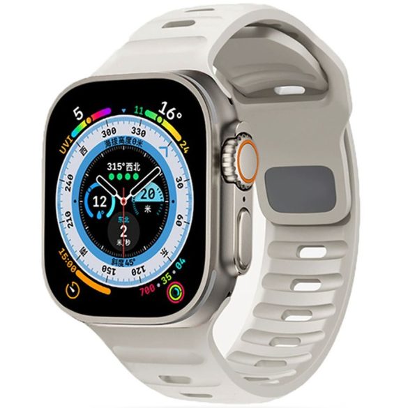 Apple Watch 4-6, SE, SE (2022) (42 / 44 mm) / Watch 7-9 (45 mm) / Watch Ultra 1-2 (49 mm), szilikon pótszíj, állítható, TP IconBand Line, szürke