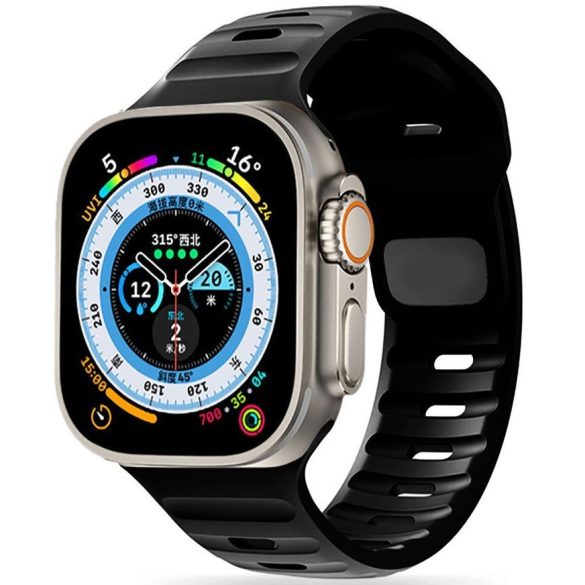 Apple Watch 4-6, SE, SE (2022) (38 / 40 mm) / Watch 7-9 (41 mm), szilikon pótszíj, állítható, TP IconBand Line, fekete