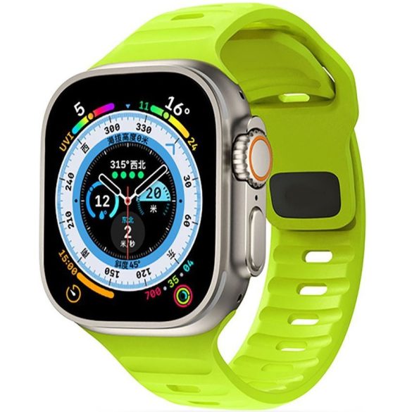 Apple Watch 4-6, SE, SE (2022) (38 / 40 mm) / Watch 7-9 (41 mm), szilikon pótszíj, állítható, TP IconBand Line, lime