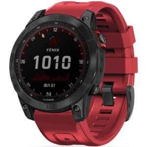 Garmin Fenix 5 / 6 / 6 Pro / 7, szilikon pótszíj, állítható, TP IconBand, piros