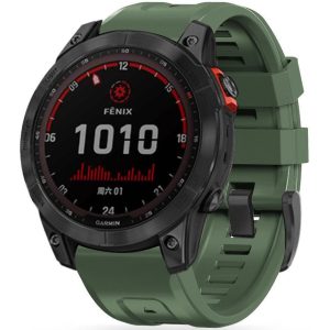 Garmin Fenix 5 / 6 / 6 Pro / 7, szilikon pótszíj, állítható, TP IconBand, sötétzöld