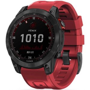 Garmin Fenix 3 / 3 HR / 5X / 5X Plus / 6X / 6X Pro / 7X, szilikon pótszíj, állítható, TP IconBand, piros