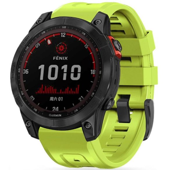 Garmin Fenix 3 / 3 HR / 5X / 5X Plus / 6X / 6X Pro / 7X, szilikon pótszíj, állítható, TP IconBand, lime