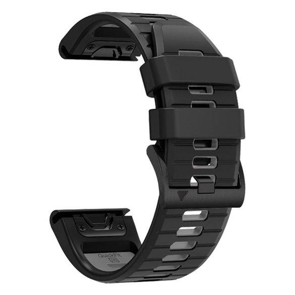 Garmin Fenix 3 / 3 HR / 5X / 5X Plus / 6X / 6X Pro / 7X, szilikon pótszíj, állítható, kétszínű, TP IconBand Pro, fekete/szürke