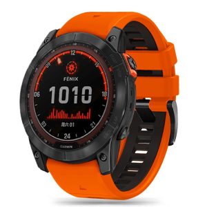 Garmin Fenix 3 / 3 HR / 5X / 5X Plus / 6X / 6X Pro / 7X, szilikon pótszíj, állítható, kétszínű, TP IconBand Pro, narancssárga/fekete