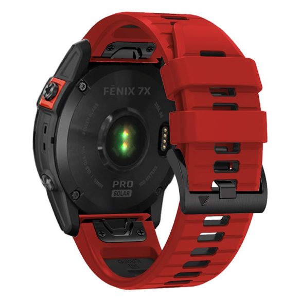 Garmin Fenix 3 / 3 HR / 5X / 5X Plus / 6X / 6X Pro / 7X, szilikon pótszíj, állítható, kétszínű, TP IconBand Pro, piros/fekete