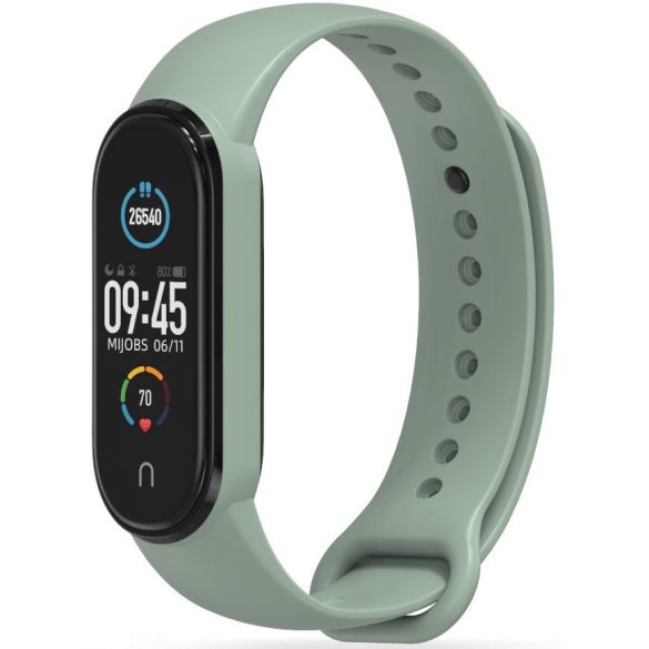 Xiaomi Mi Band 5 / Mi Band 6 / Mi Smart Band 7, szilikon pótszíj, állítható, TP IconBand, olive-zöld