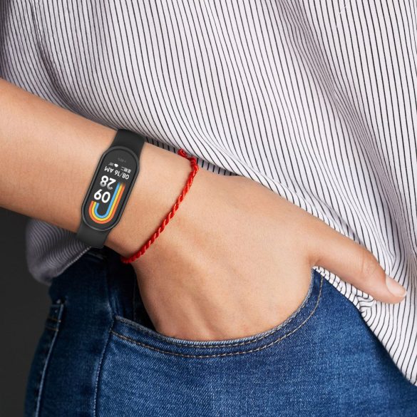 Xiaomi Mi Smart Band 8, szilikon pótszíj, állítható, TP IconBand, narancssárga