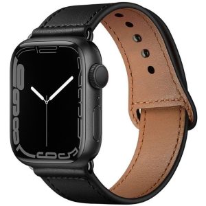 Apple Watch 4-6, SE, SE (2022) (38 / 40 mm) / Watch 7-9 (41 mm), bőr pótszíj, állítható, TP LeatherFit, fekete