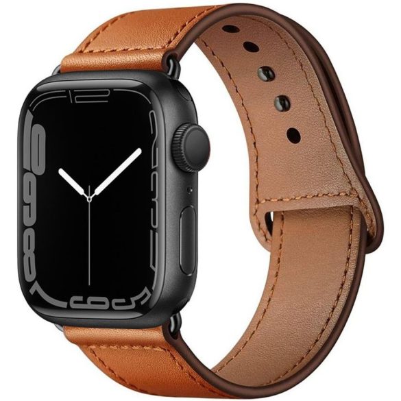 Apple Watch 4-6, SE, SE (2022) (38 / 40 mm) / Watch 7-9 (41 mm), bőr pótszíj, állítható, TP LeatherFit, barna