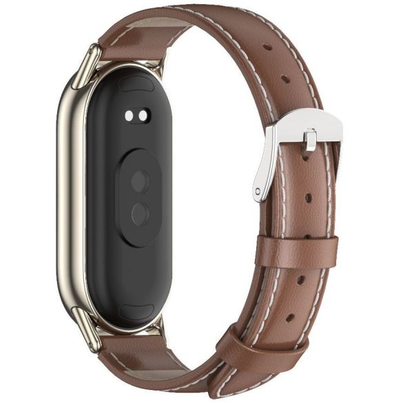 Xiaomi Mi Smart Band 8, bőr pótszíj, állítható, TP LeatherFit, barna