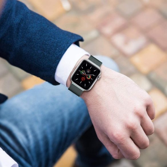 Apple Watch 4-6, SE, SE (2022) (38 / 40 mm) / Watch 7-9 (41 mm), fém pótszíj, milánói stílus, TP MilaneseBand, fekete