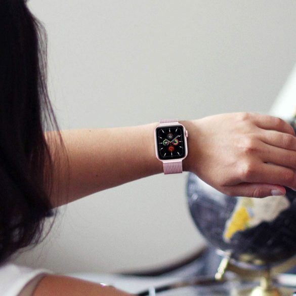 Apple Watch 4-6, SE, SE (2022) (38 / 40 mm) / Watch 7-9 (41 mm), fém pótszíj, milánói stílus, TP MilaneseBand, fekete